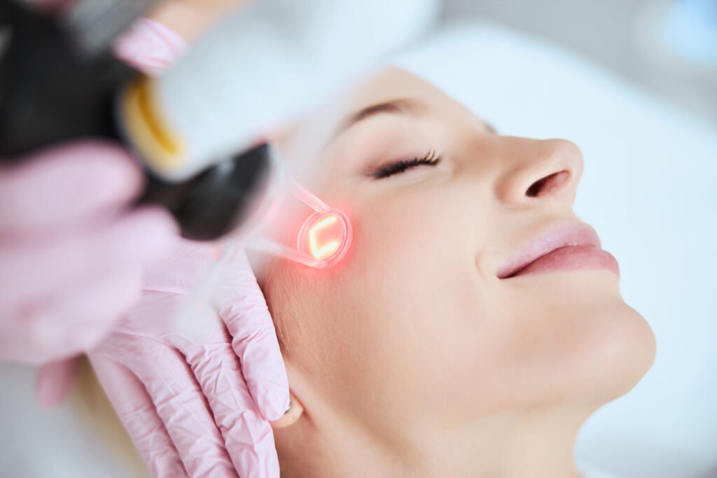 woman receiving a fractional co2 resurfacing treatment